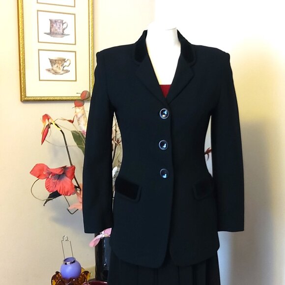 VTG LIZ CLAIBORNE Collection Women's High Quality Lined Black Blazer Jacket 10 - Picture 5 of 11